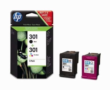 Combo pack! HP 301 sort blækpatron 6 ml - N9J72AE - original