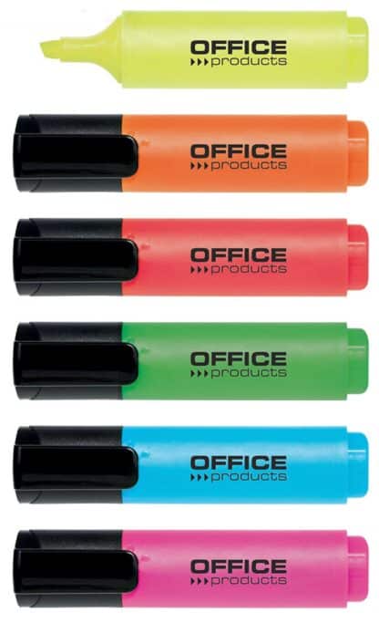 Textmarker OFFICE PRODUCTS, 2-5 mm, 6 Stück, verschiedene Farben 1 Pck.