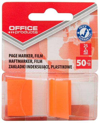 Register-Taben für Ablage OFFICE PRODUCTS, PP, 25x43 mm, 50 Stück, Blisterpackung, orange 1 Stück