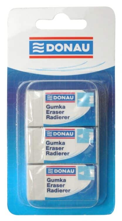 Universeller Bleistift-Radiergummi DONAU, 41x21x11mm, Blisterpackung - 3 Stück, weiß 1 PA