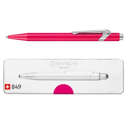 Kugelschreiber CARAN D'ACHE 849 Pop Line Fluo, M, mit Etui, violett, 1 Stück