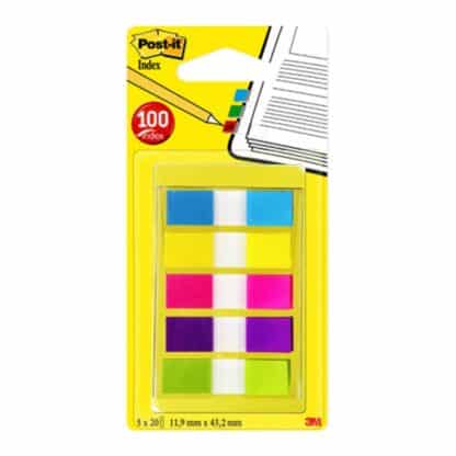Post-it® Register Tabs, PP, 11,9x43,1mm, 5x20 Tabs, verschiedene Farben, 1 Stück