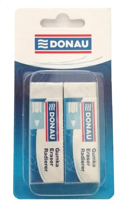 Universeller Bleistift-Radiergummi DONAU, 61x21x11mm, Blisterpackung - 2 Stück, weiß 12 PA