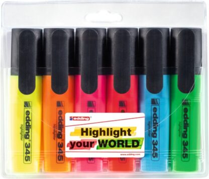 EDDING Highlighter e-345, 2-5mm, Farbmix 1, Set 6 Stück