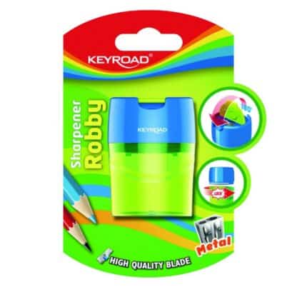 KEYROAD Metallkern-Spitzer mit 2 Löchern, ABS+PS, 46*46*62mm, 1 Stück/Blisterkarte 1 Stück