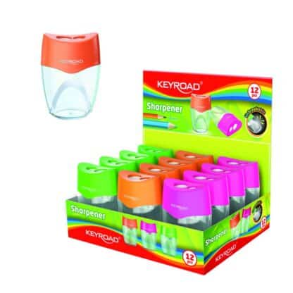 KEYROAD 2-Loch Spitzer, 12 Stück/Displaybox, mit unzerbrechlichem Behälter (PET-Material) 12 Stück