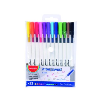 KEYROAD Fine Liner 0.4mm, Kristallgriffzone, 12 Farben/Beutel, 1 Pck.