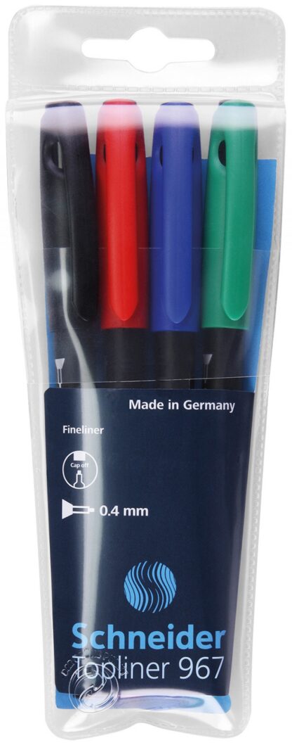 Fineliner-Set SCHNEIDER Topliner 967, 0,4 mm, 4 Stück, Farbmix 1 PCE
