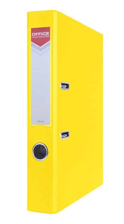 Gelber A4-Ordner OFFICE PRODUCT, PP, 55mm, Wiederverwendbares Rückenschild