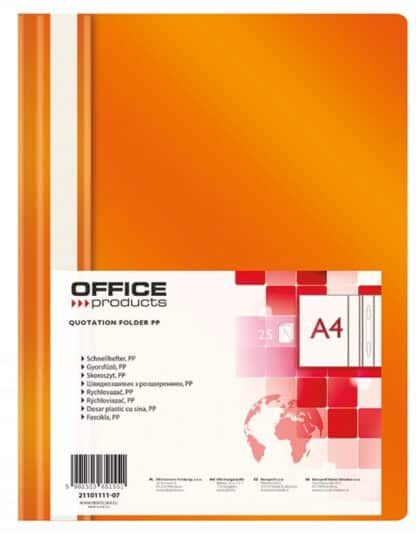 Berichtsmappe A4 Orange Transparent Vorderseite 25 Stk.