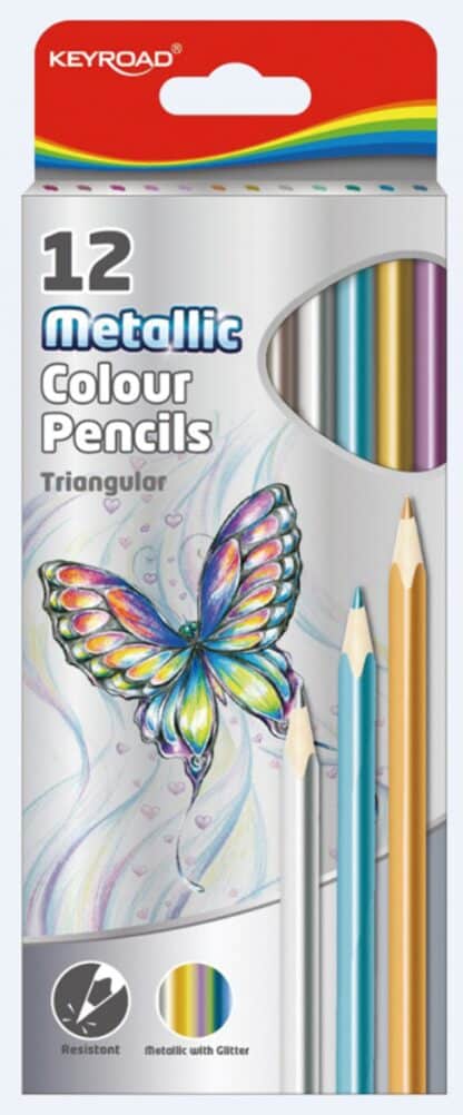 Buntstifte KEYROAD dreieckig metallic 12 Farben 1 Stk.