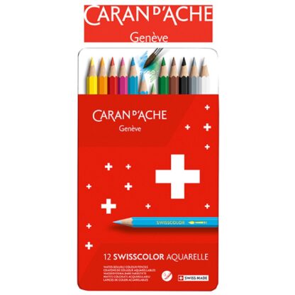 Farbstifte Caran d'Ache Swisscolor Aquarelle 12 Stück.